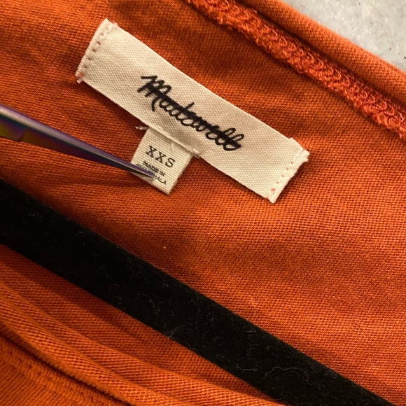 NWOT Madewell Size XXS Burnt Orange Short Sleeve Crew Split Hem Pocket Tee Shirt - Picture 9 of 11